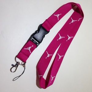 Jordan Lanyard Keychain Neck Strap Pink & White